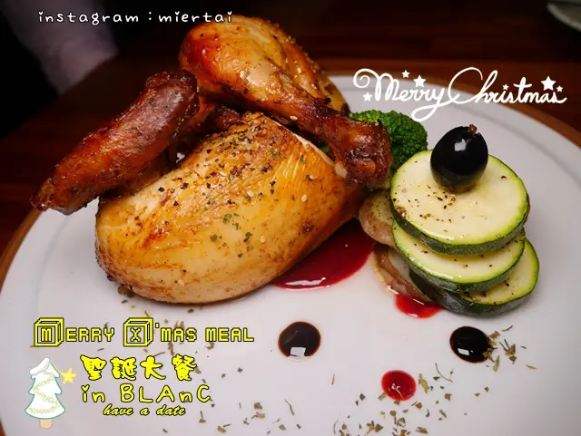 食記|| 台北信義區 12月聖誕節 期間限定 聖誕大餐 BLAnC 烤雞 磚餅 焗烤麵 通通有 捷運市政府站 