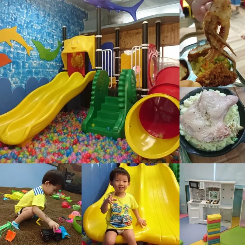 高雄~Young Lion 親子餐廳~海底世界溜滑梯、決明子沙坑區、辦辦家酒~小朋友玩到欲罷不能~              