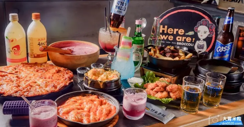 必吃牽絲誘人海鮮煎餅披薩,Broccolibeer韓國餐酒食堂,創新韓式料理x霓虹工業風,哈韓迷必來！壽星免費贈韓國酒飲特調,台北中山區韓式料理推薦,台北松江路韓式餐廳推薦, - 大胃米粒 DAVID