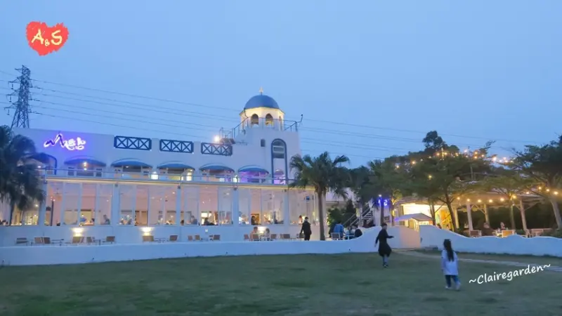 新竹 湖口 山丘上景觀咖啡館~希臘藍白風咖啡館，可愛貓彩繪