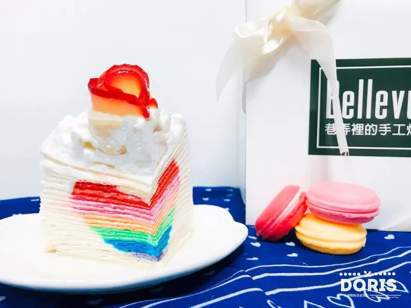 新北永和 法式千層彩虹藏愛蛋糕 法式千層彩虹森林 彩虹愛心 蘋果玫瑰花 千層蛋糕 情人節蛋糕 生日蛋糕  天然手作 限量甜點 全台獨家 互動式千層蛋糕 網路 宅配 Bellevue巷弄裡的手工烘焙