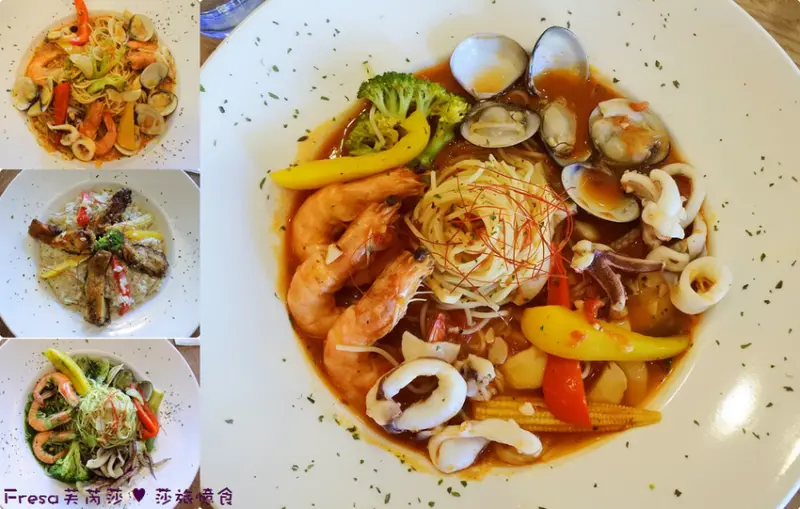 台南東區【法拉義式廚房Farah Pasta】多料滿盤海鮮義麵超鮮美.自醃雞腿排厚塊又多汁.大推紅醬及南洋風味十足│東門圓環│義式燉飯│火鍋套餐 - Fresa芙芮莎♥莎旅憶食