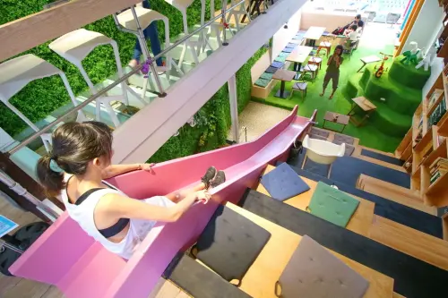 ♫悠呼～咖啡廳裡溜滑梯，OROMO Cafe_奧蘿茉北車店，各樓層完整介紹