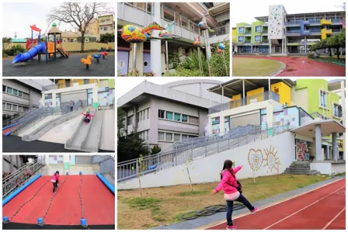 【彰化大村景點】大村國小~教室走廊的彩色積木設計，葡萄溜滑梯及攀岩場好好玩        
      