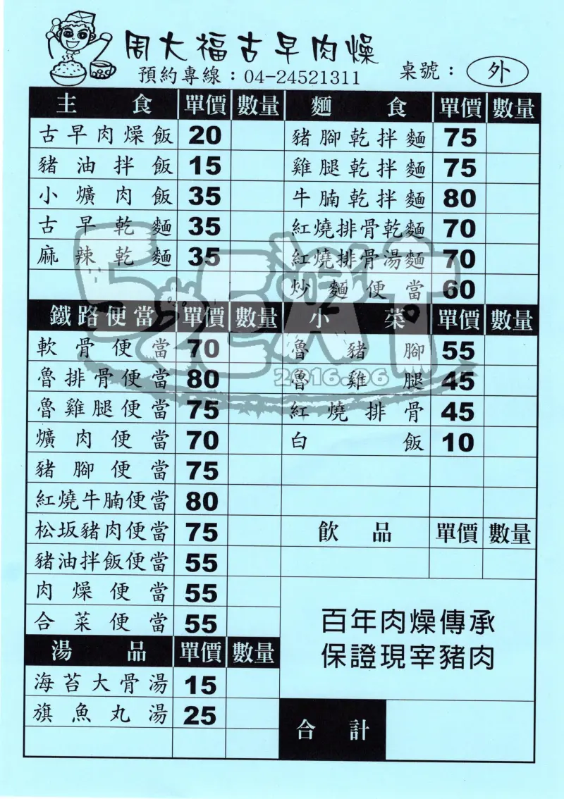 【台中好吃便當推薦】周大福鐵路便當價位，菜單大公開！百年傳承肉燥古早味!!台中西屯區美食小吃旅遊景點推薦！