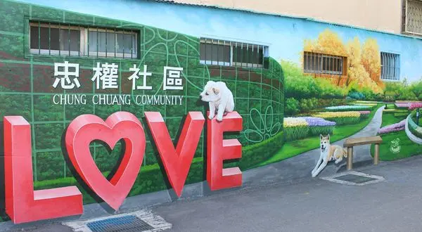 【彰化】忠權社區 // 以狗狗為主題的3D彩繪巷，鄰近扇形車庫