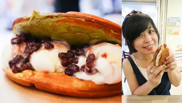 【中原夜市】幸福圓鬆餅-三球冰塞滿、紅豆海奔流的抹茶紅豆冰淇淋鬆餅!老闆你這樣真的會賺錢嗎?