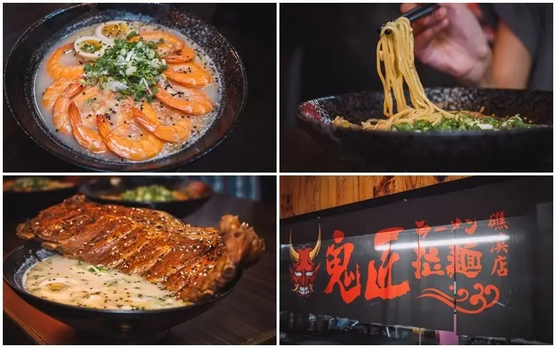 鬼匠拉麵 礁溪店｜比手臂還長的豬肋排 不跟它拍個47719張怎麼行。搭載10隻鮮蝦的蝦到爆拉麵 真的超～～蝦～～啦。礁溪美食