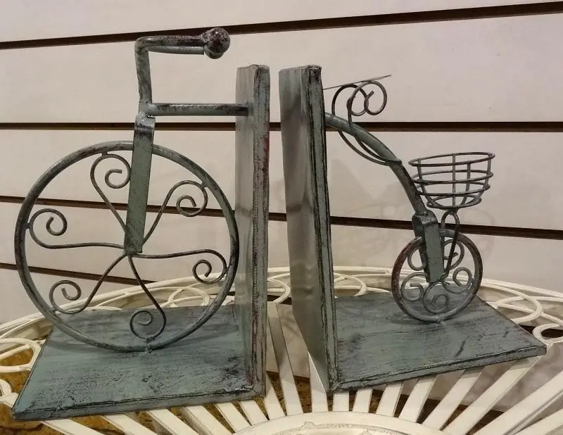 Bunny House~脚踏車書檔-綠82-MJYA003B(造型書檔.L型書架.自行車擺飾.CD架.DVD架.整理架)