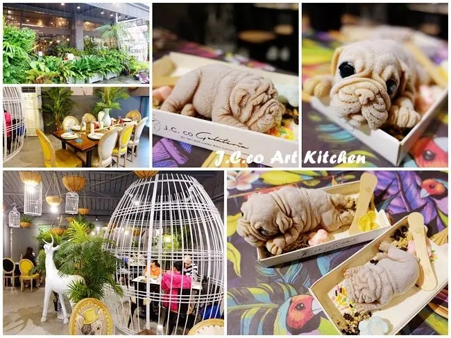 高雄IG打卡餐廳 ▶ J.C.co 藝術餐廚 ▶ 浪漫森林系・童話風白色鳥籠餐廳 超療癒系狗狗義式冰淇淋 萌到捨不得吃!