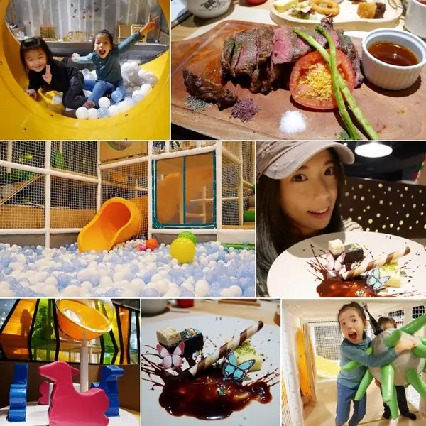 桃園。親子餐廳 >> 夢工場 親子主題餐廳 ♥︎ 用餐即享有 免費DIY課程/ 兒童遊戲空間! ♥︎ 天吶~餐點擺盤太精緻了! 蝴蝶飛到我的餐盤上啦~