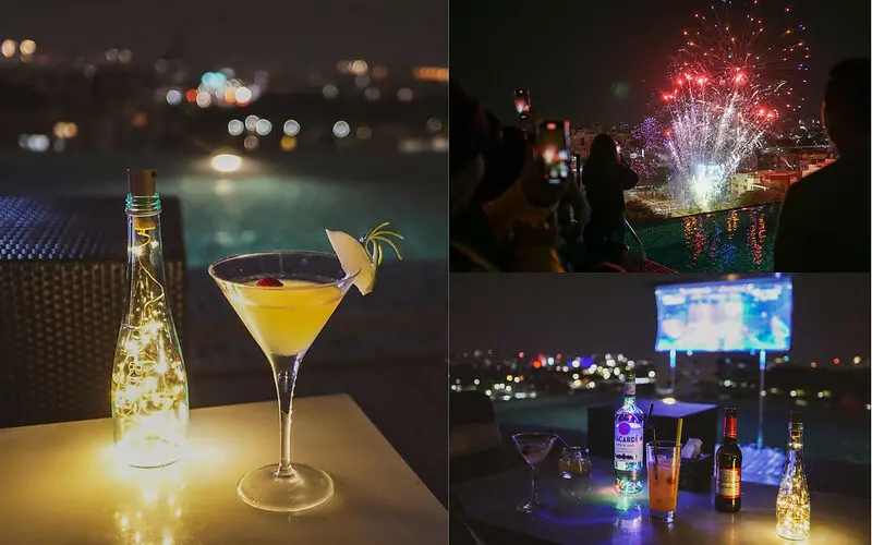 承億文旅桃城茶樣子│嘉義超美高空露天酒吧N23.5 Sky Lounge，享受無邊際泳池浪漫夜景！