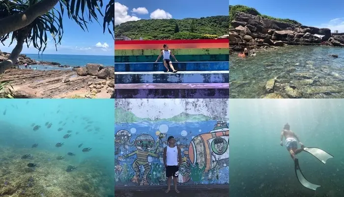 『全台最美的國小/福連國小』免費海水游泳池，彩虹階梯，自由潛水，沖洗區，IG熱門打卡點，交通指南，福隆便當，福隆海水浴場！