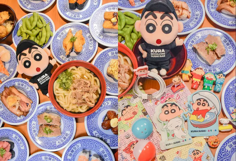 藏壽司 くら寿司 台中福科路店| 2020秋天享肉祭 吃迴轉壽司玩蠟筆小新限定扭蛋 Nini and Blue 玩樂食記