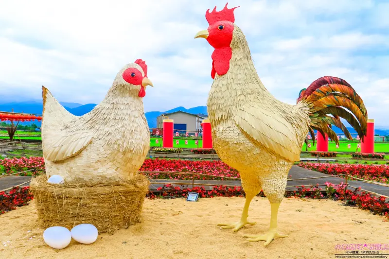 2017宜蘭景點-三星金雞年春節佈置，栩栩如生的金雞、銀柳隧道和小花燈