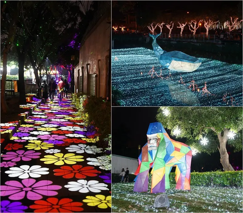 【屏東市│景點】2020年屏東綵燈節。巨大金剛、徜徉蔚藍海洋鯨魚等，化身為彩色動物園，文青日風花朵投影也很好拍