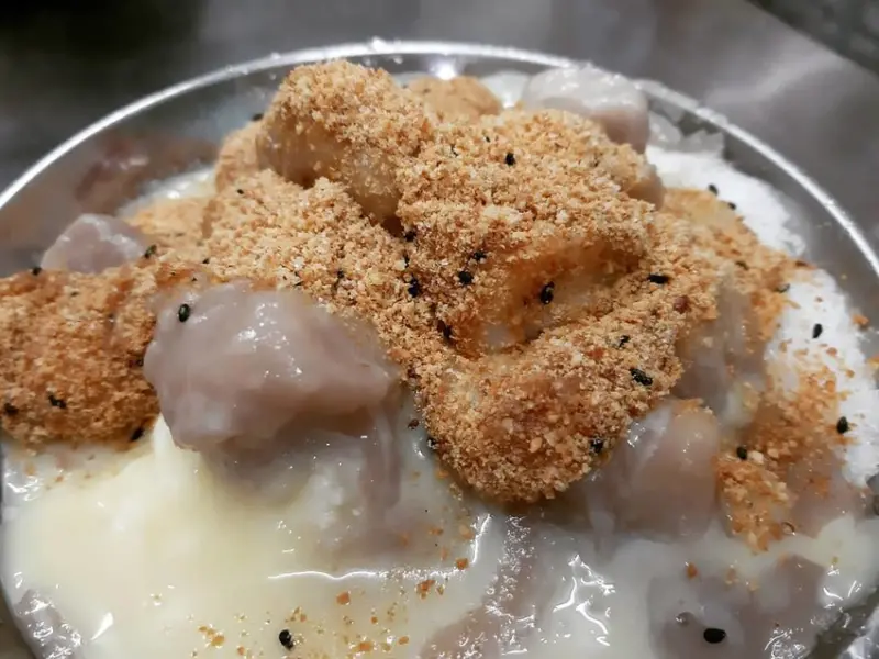 【台北市大同區 / 捷運大橋頭站 / 冰品】 燒冷冰 延三夜市美食 魏祥記 客家純糖麻糬 芋頭麻糬冰