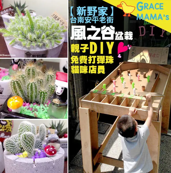 【遊記】台南安平/新野家❤親子DIY~小朋友也能輕鬆學會做風之谷小盆栽/老闆提供免費打彈珠