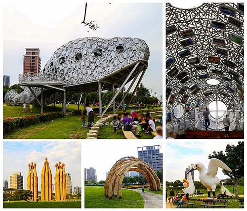 青塘園。打卡熱門據點裝置藝術(桃機.湧泉.渴望.送子鳥)就像是一處大型藝術集散之地。