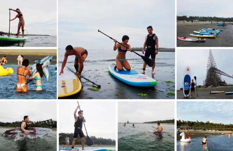 今夏最夯的水上活動SUP 立漿衝浪板教學 黑豆sup立式划槳工作室!!最好拍最輕鬆悠遊又漂亮帥氣的水上活動!!台南小墾丁!!漁光島夕陽好美