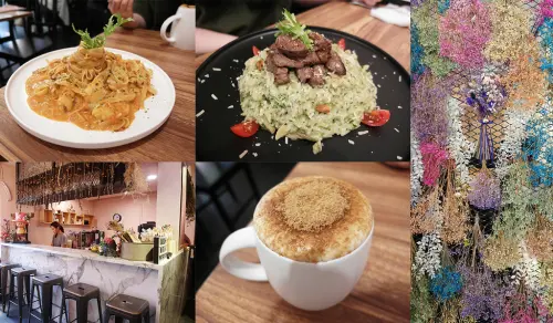 【永和美食】U NEED brunch&bistro 白酒嗆帆立貝雞肉橘醬麵 燉飯 黑糖拿鐵 乾燥花牆 捷運頂溪