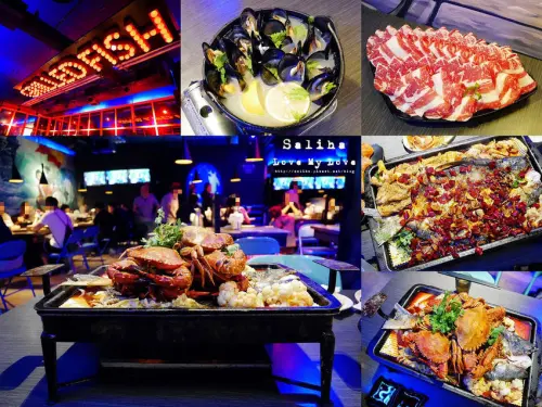 *新北好吃海鮮餐廳推薦*水貨炭火烤魚中和店~如小山高的麻辣萬里蟹,超鮮美淡菜火鍋