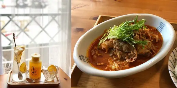 高雄美食【戀家 咖啡 慢食 鄉村雜貨 手作教室】信義國小站／高CP值／炙燒牛肉鮮菇飯／泡菜豬肉／柳橙氣泡蘇打／水果茶／菜單