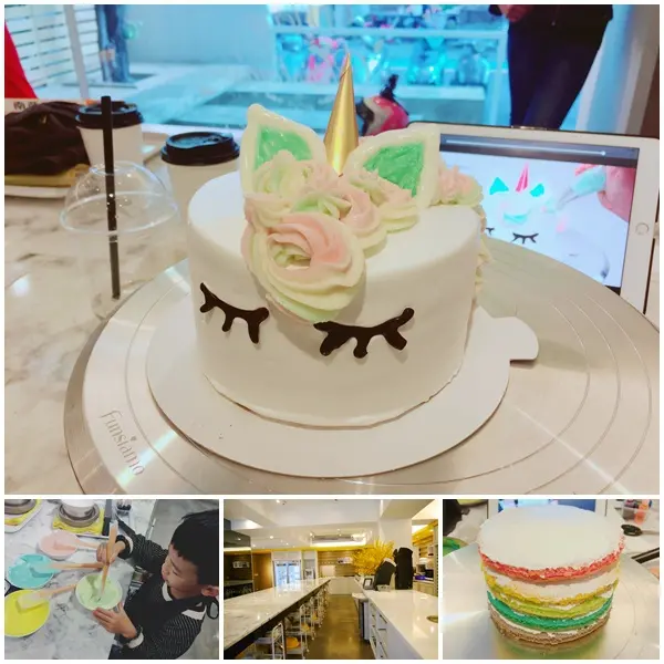 【台北烘焙】Funsiamo 台北光復店。彩虹獨角獸蛋糕 少女心大噴發。高質感烘焙空間  看著IPAD做蛋糕。閨蜜.親子.情侶 通通可以來玩。捷運國父紀念館站