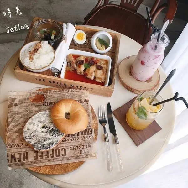 食記 台北餐廳 / 美食 時差 Jetlag  美貌與美味兼具 0時差咖啡廳 大理石貝果 捷運松江南京 ♡愛亂吃女孩日記♡