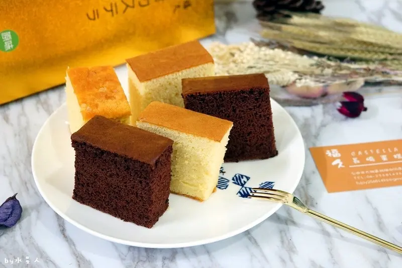 台中大雅【福久長崎蛋糕】日式慢火烘焙工法，口感濕潤有彈性，安心無添加，口味可自由雙拼