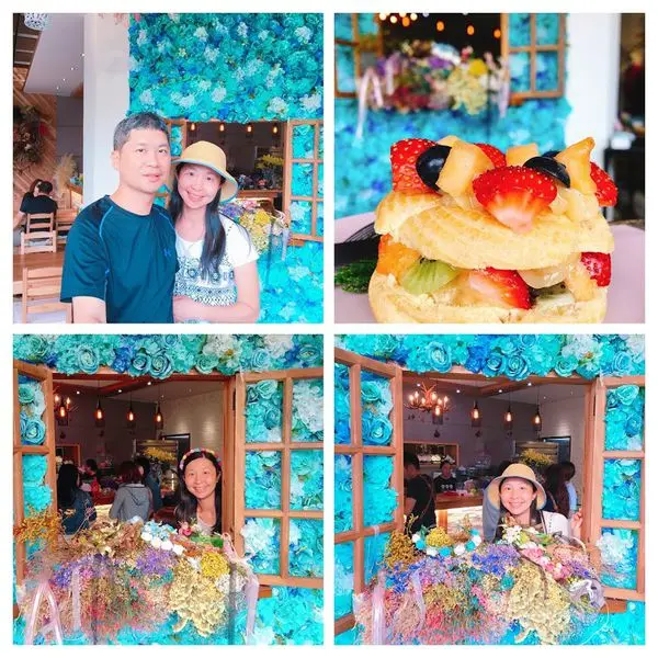 【荷芙亭】2018新竹最新IG打卡餐廳/新竹超夢幻tiffany藍花牆咖啡廳/免費提供花圈花束拍照/結合花藝與甜點浪漫餐廳