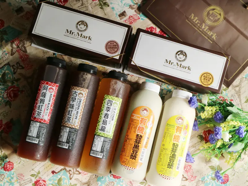 【彌月蛋糕】馬可先生麵包坊 冰涼燕麥豆漿蛋糕捲X有機發芽濃豆漿X台灣好茶大罐裝