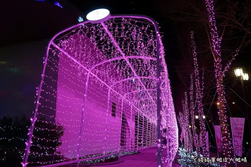 新竹竹北六家高鐵旁《6+Plaza購物廣場》試營運！粉紅燈廊｜聖誕樹｜暐順經貿大樓樓層介紹- ㄚ綾綾單眼皮大眼睛