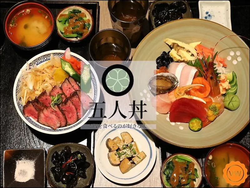 台中南屯丼飯│五人丼　推薦：特選生魚片丼＆炙燒安格斯牛小排丼