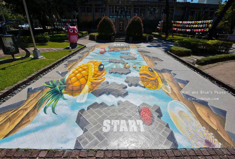 霧峰景點 | 霧峰區公所3D地景彩繪，散步彩繪浪漫教堂、林家花園 Nini and Blue 玩樂食記