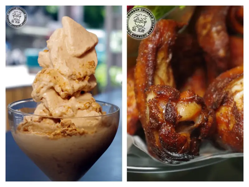 吃到目前心中第一名的炸雞竟然是在冰店裡，不只是招牌花生冰沙好吃、炸雞也好吃、披薩千層塔也很好吃．Aqua Kiss水吻