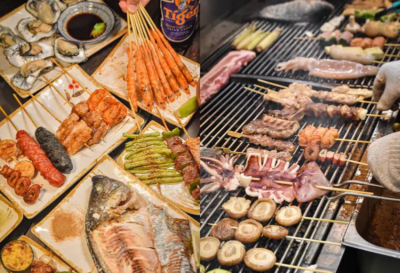 台中精誠路18元起平價串燒 啤酒，鹽烤吳郭魚、整條豬五花、烤鮮蚵-妮妮布魯