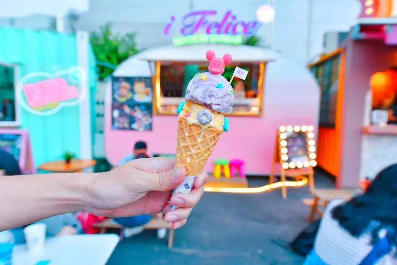 I Felice Uno貨櫃聚落：台中西屯區美食-UNO市集粉色貨櫃屋，少女心噴發之繽紛冰淇淋，讓人彷彿置身在迪士尼！