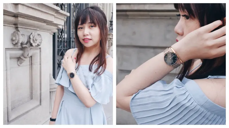 搭配｜Daniel Wellington DW melrose系列黑錶面手錶x手環 34mm 玫瑰金錶帶分享（內有6月優惠活動折扣碼）