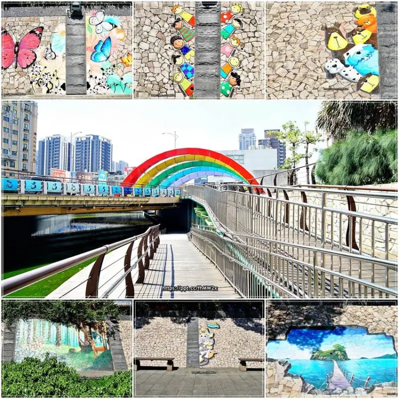 【新北景點】新莊中港大排／新北水岸公園～假日親子休閒好去處，台版清溪川，超好拍的彩繪牆，無障礙空間設計相當完