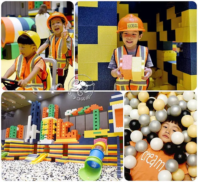 KIDS建築樂園；小小建築師，暑期限定活動2018/7/21/8/27就在A11等你唷！全新八大主題遊戲區，韓國進口安全無毒EPP材質大型積木。臉書抽獎票卷