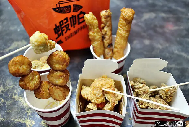 台中逢甲美食|蝦帕SHRIMPPA炸海鮮專賣店北海道鮮食級干貝、6A等級虎蝦去殼掌心大蝦球，入口盡是海鮮原味鮮甜可口 逢甲歡樂星 逢甲必吃