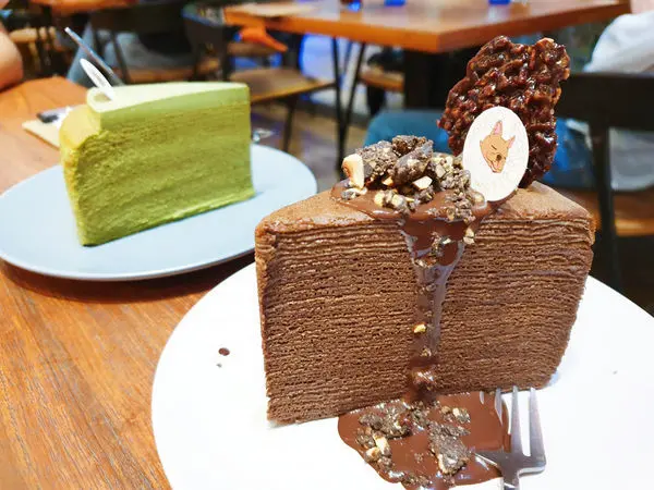 ♪林口三井。意享eat enjoy♬ 堆高高的宇治抹茶千層