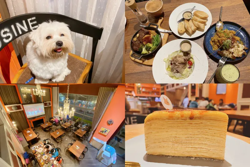 【新北林口-Eat enjoy意享美式廚房】寵物友善餐廳。被美式餐廳耽誤的甜點店。好吃的千層蛋糕