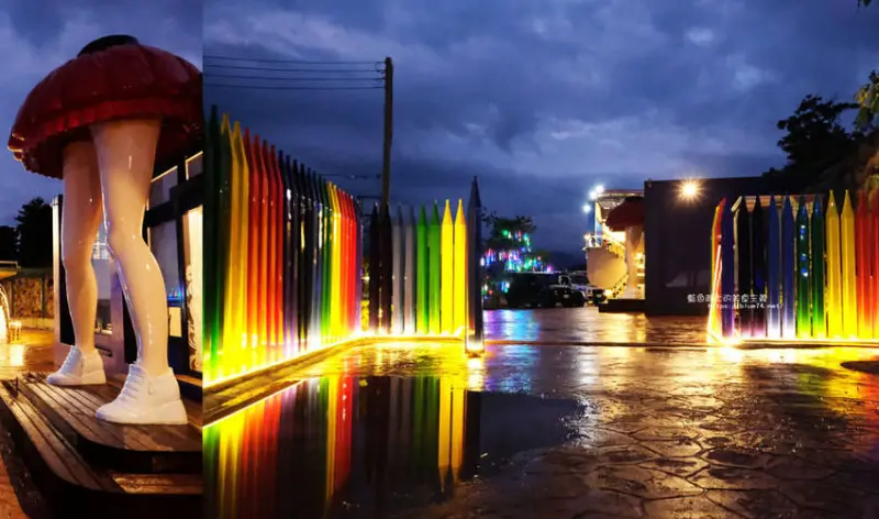 台中石岡│彩虹山舍-繽紛彩虹筆、紅裙女孩和琴鍵階梯，IG網紅打卡點，也是彩虹民宿加景觀餐廳，夜晚更浪漫唯美 - 藍色起士的美食主義