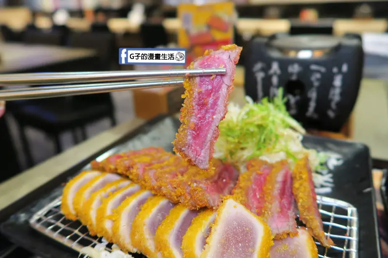 北車美食-虎次郎日式炸牛排,炸冷藏黑牛霜降+炸鮪魚菲力,個人鐵盤燒烤自己決定肉吃幾分熟~雪花牛燒烤定食.新光三越台北站前店