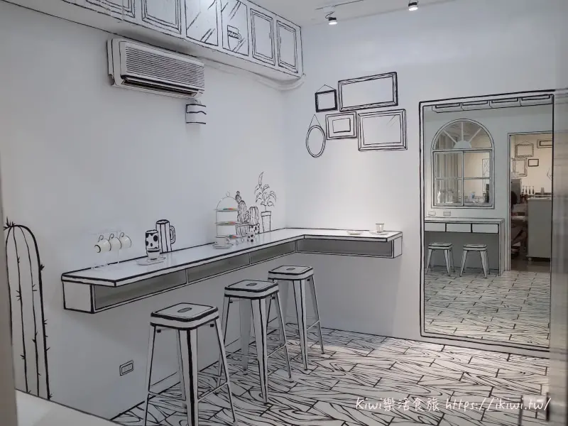 Goddess女神聯盟｜台中南屯咖啡推薦 掉進2D黑白世界漫畫咖啡館，女孩們來韓國場景Ｗ世界裡吧！ - Kiwi 樂活食旅