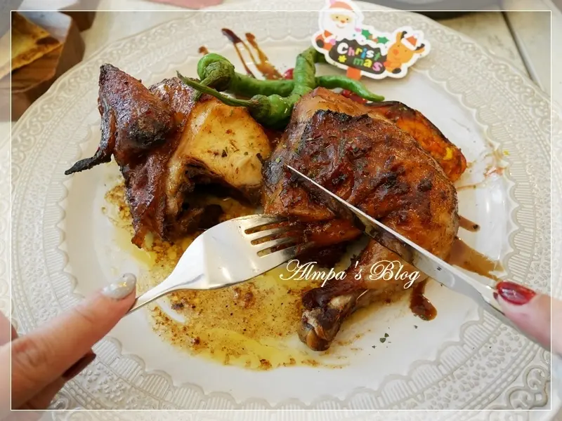 2019聖誕雙人餐推薦 BLAnC.中山 北歐風餐廳 紐奧良辣味半雞 爐烤松阪豬襯奶油蘆筍燉飯 手工肉桂捲 期間限定