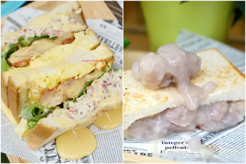 MorningGo Brunch 小巨蛋早餐 岩漿起司春川辣雞吐司+紅藜麥沙拉 芋頭控-手作蜜糖芋泥吐司 粉漿蛋餅 外送早午餐