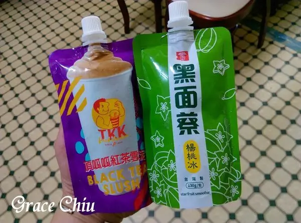 (全家)黑面蔡楊桃冰沙．頂呱呱紅茶雪泥冰沙